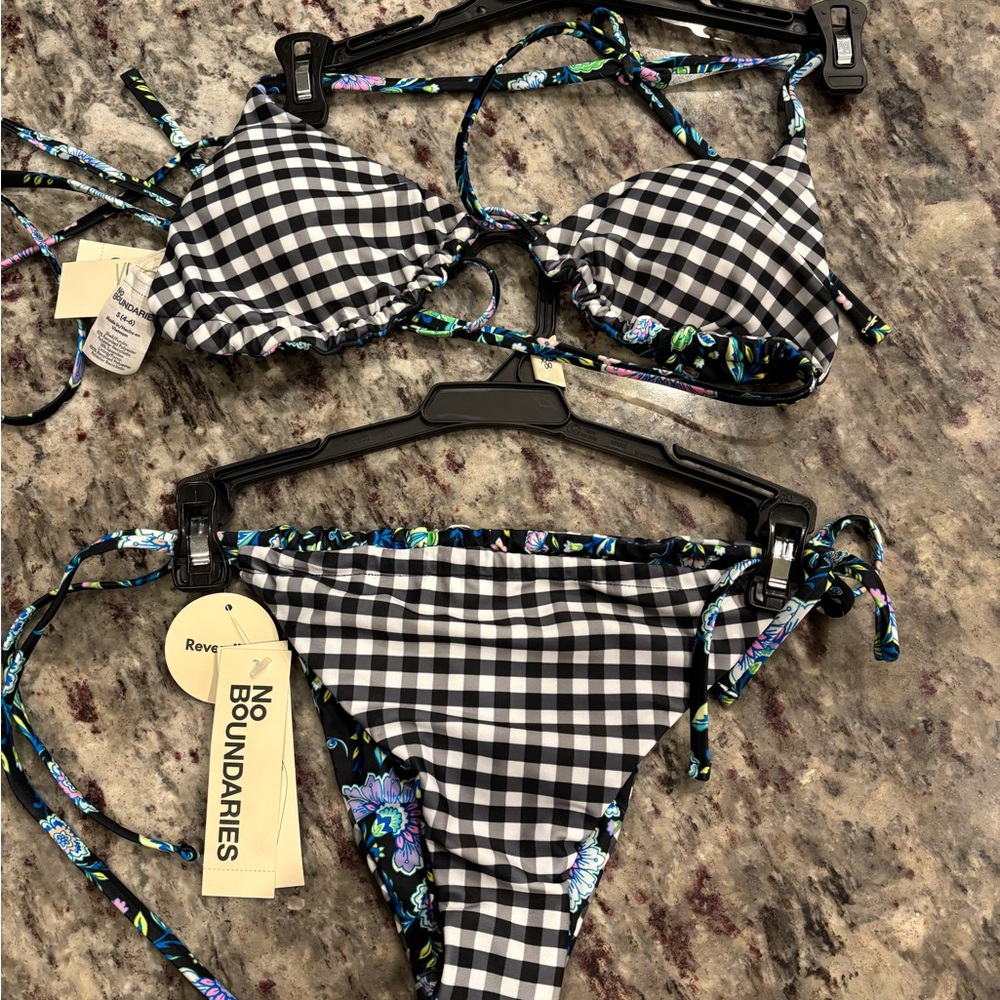 No Boundaries Black and White Gingham Bikini
